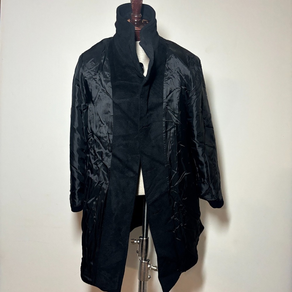 $1200 Designer Cinzia Rocca Angora‎ Wool Coat Flared Black Peacoat Italy - Picture 3 of 15